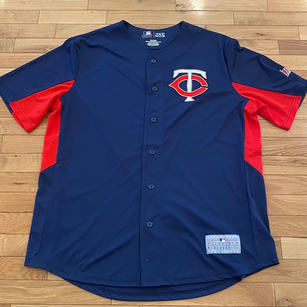 Majestic‎ Minnesota Twins MLB Baseball Jersey Mens XL TX3 Cool Navy Red